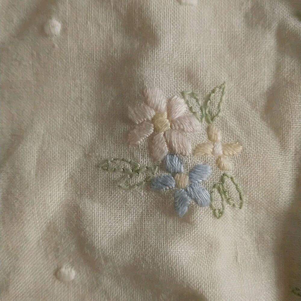 Vtg Ann's Pillow Cases White Floral Embroidered Shabby Chic Accent Square 2x